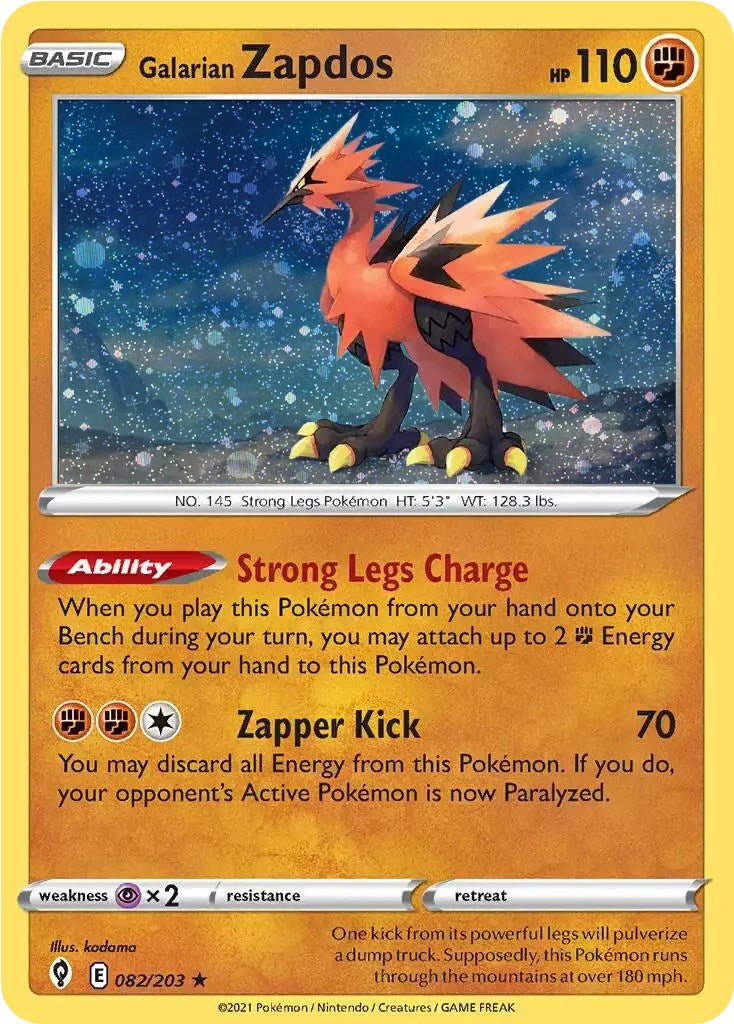 Galarian Zapdos (082/203) (Cosmos Holo) [Sword & Shield: Evolving Skies] | Exor Games Dartmouth