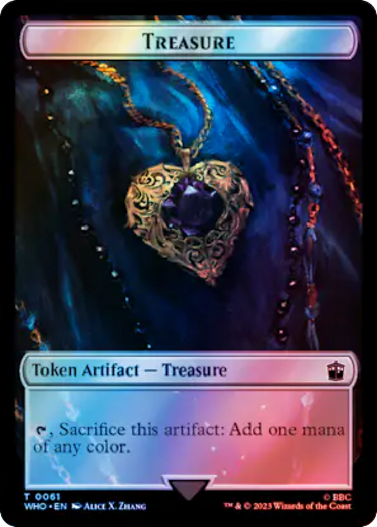 Warrior // Treasure (0061) Double-Sided Token (Surge Foil) [Doctor Who Tokens] | Exor Games Dartmouth