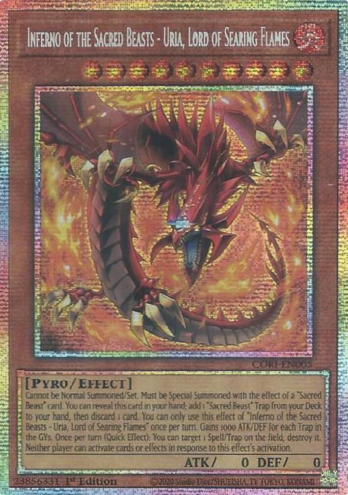 Inferno of the Sacred Beasts - Uria, Lord of Searing Flames (Starlight Rare) [CORI-EN005] Starlight Rare | Exor Games Dartmouth