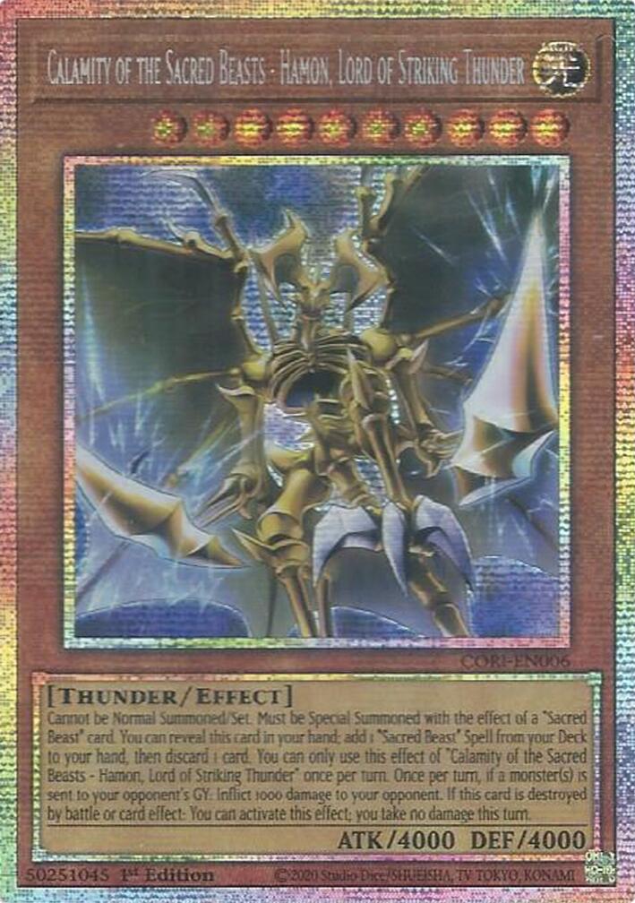 Calamity of the Sacred Beasts - Hamon, Lord of Striking Thunder (Starlight Rare) [CORI-EN006] Starlight Rare | Exor Games Dartmouth