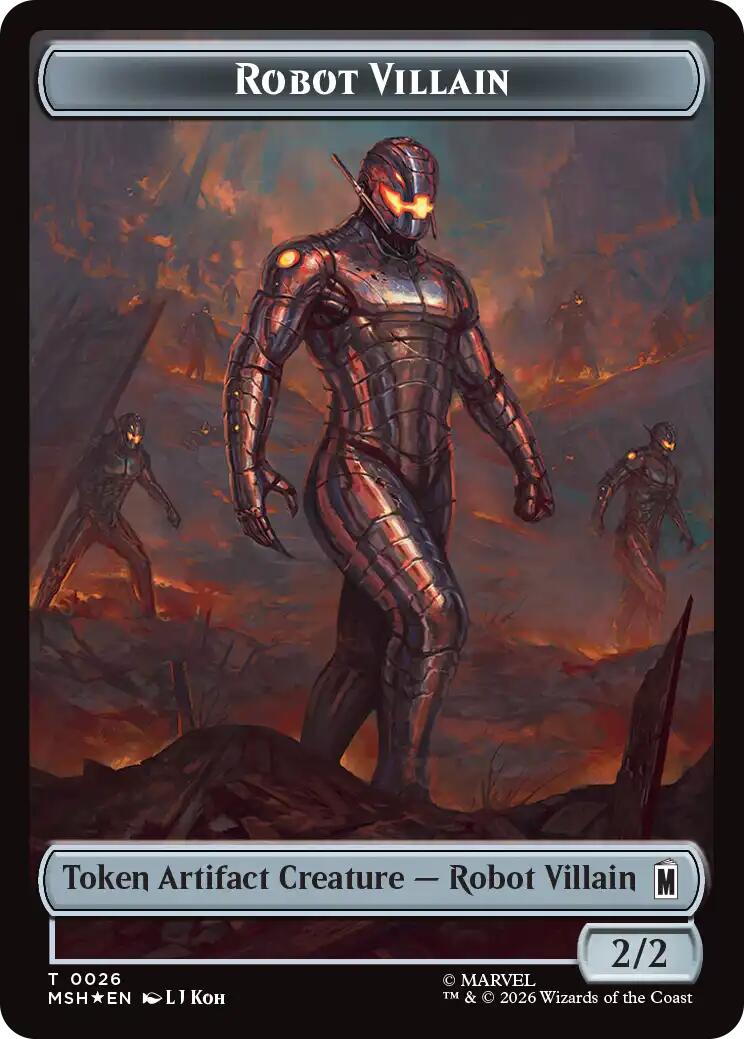 Villain // Robot Villain Double-Sided Token (025//026) (Surge Foil) [Marvel Super Heroes Tokens] | Exor Games Dartmouth