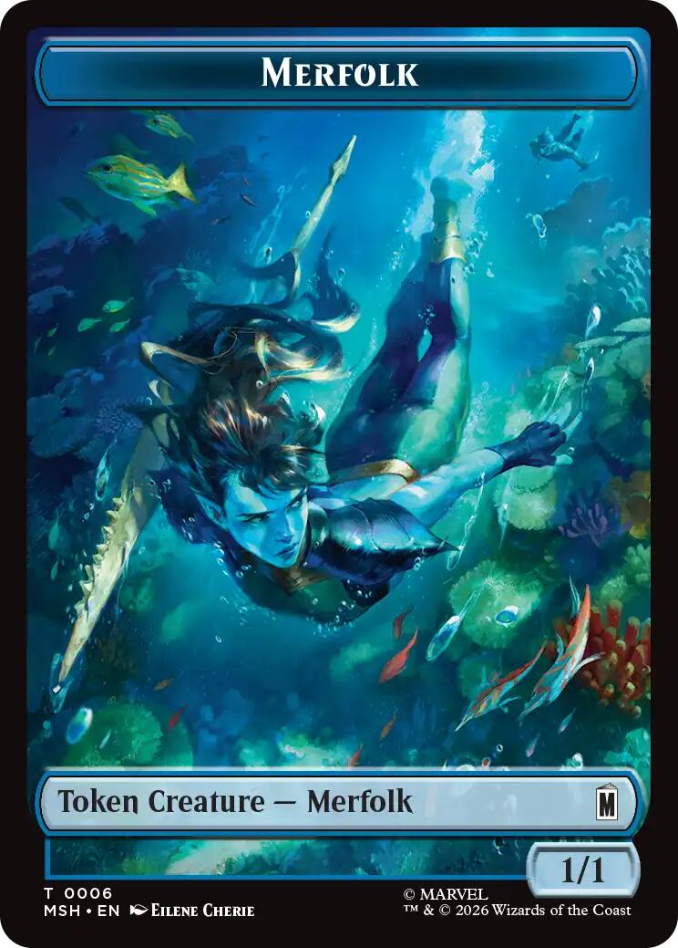 Merfolk // Doombot Double-Sided Token [Marvel Super Heroes Tokens] | Exor Games Dartmouth