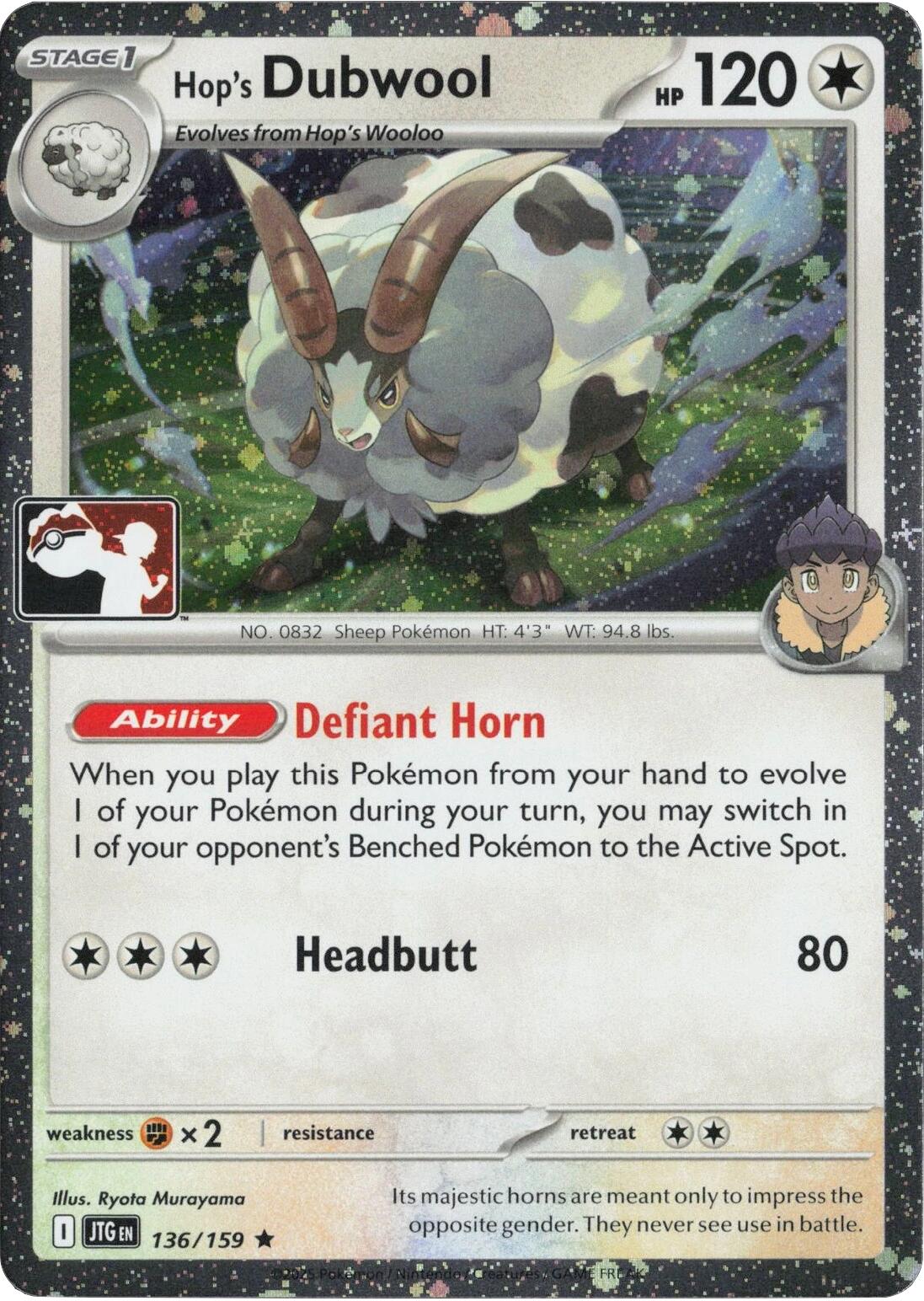 Hop's Dubwool (136/159) (Cosmos Holo) [Prize Pack Series Seven] | Exor Games Dartmouth