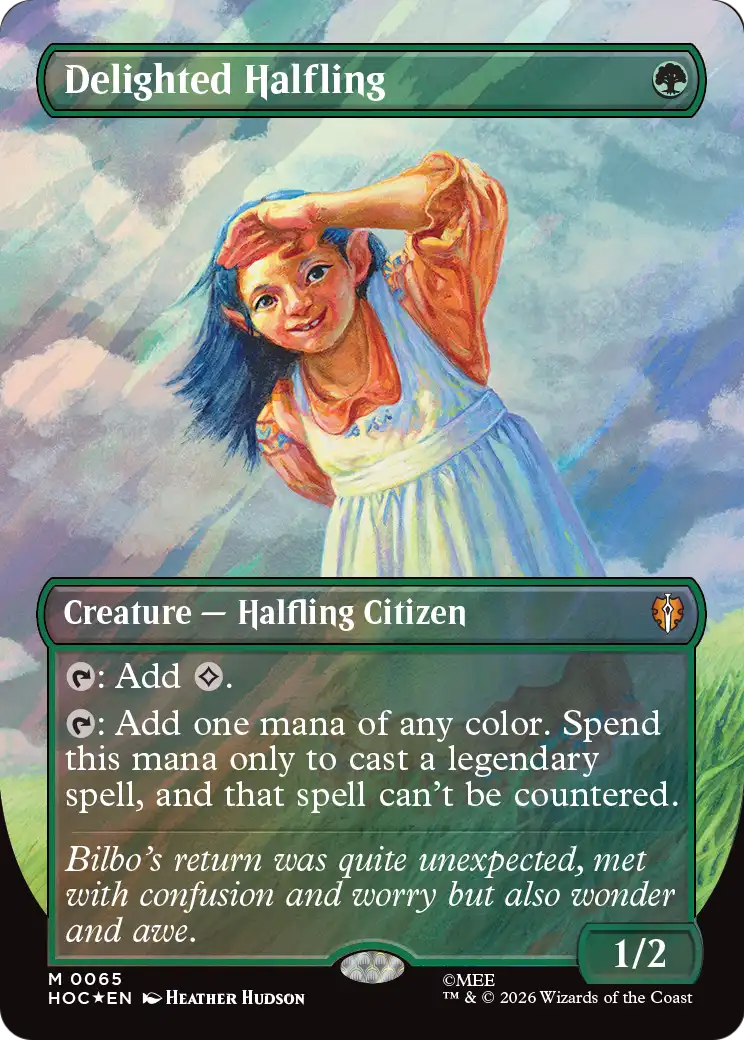 Delighted Halfling (Borderless) (Surge Foil) [The Hobbit] | Exor Games Dartmouth