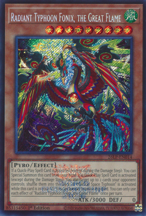 Radiant Typhoon Fonix, the Great Flame (Emblazoned Secret Rare) [26LP-EN014] Secret Rare | Exor Games Dartmouth