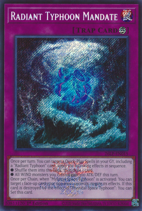 Radiant Typhoon Mandate (Emblazoned Secret Rare) [26LP-EN015] Secret Rare | Exor Games Dartmouth