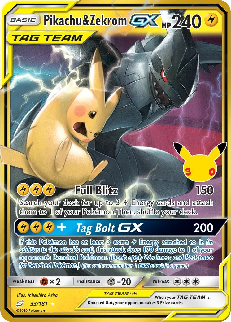 Pikachu & Zekrom GX (33/181) [Mega Evolution: 30th Celebration] | Exor Games Dartmouth