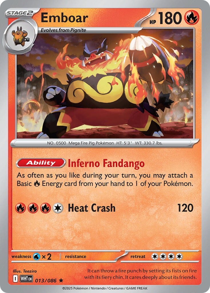Emboar (013/086) (Deck Exclusive) [Scarlet & Violet: White Flare] | Exor Games Dartmouth