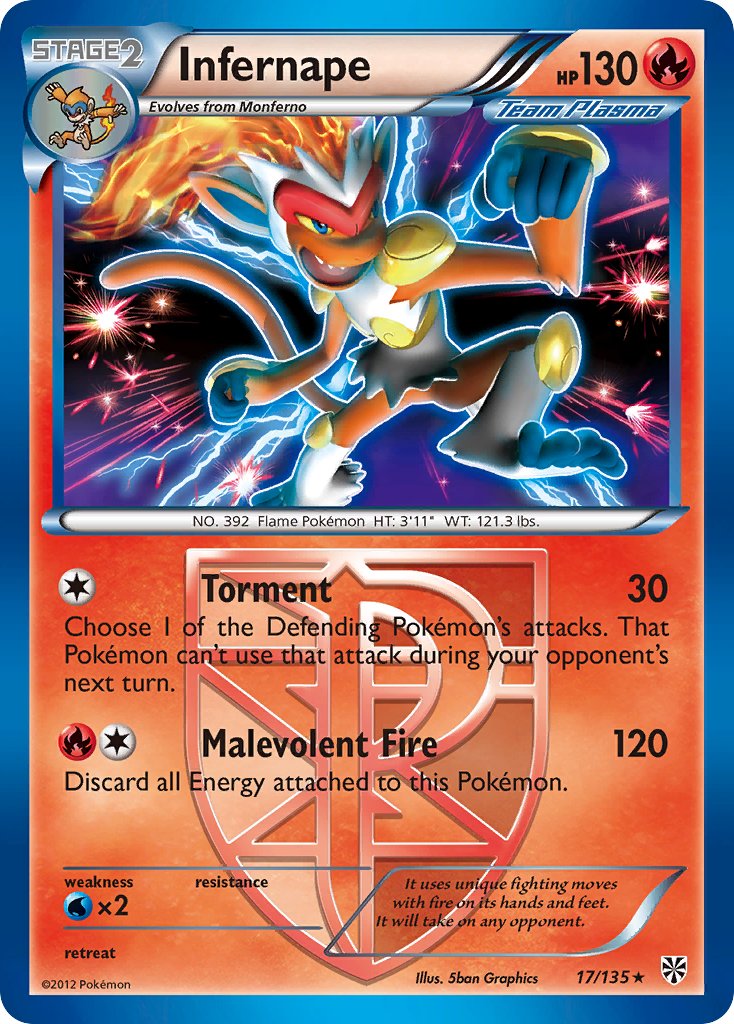 Infernape (17/135) (Theme Deck Exclusive) [Black & White: Plasma Storm] | Exor Games Dartmouth