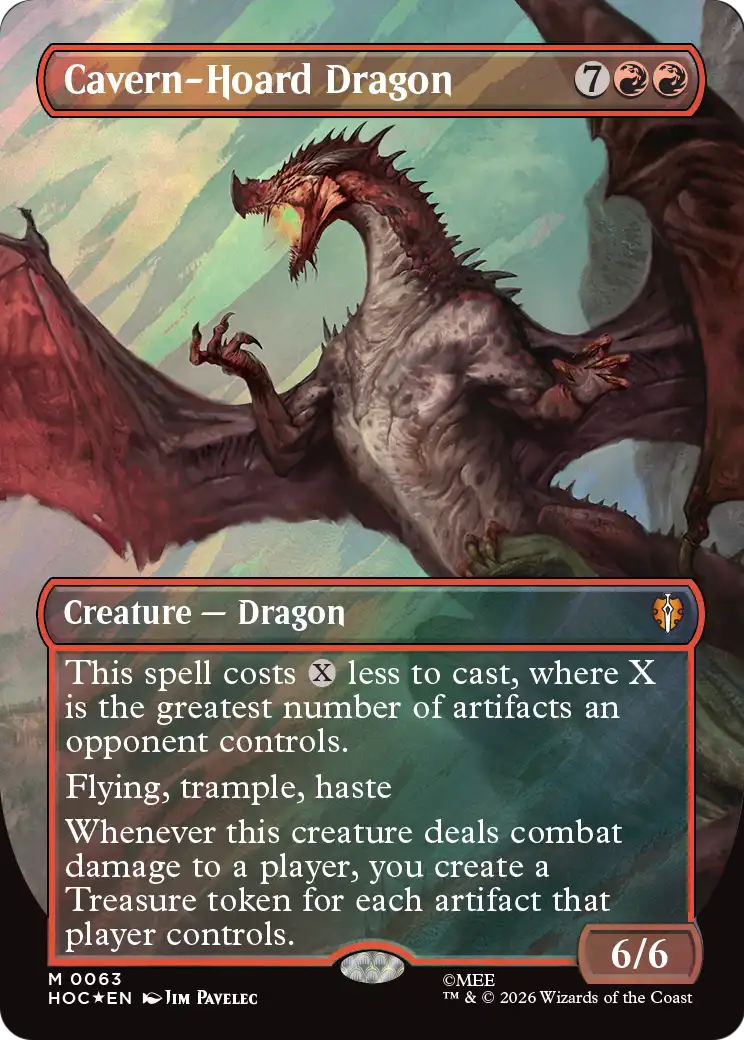 Cavern-Hoard Dragon (Borderless) (Surge Foil) [The Hobbit: Eternal-Legal] | Exor Games Dartmouth