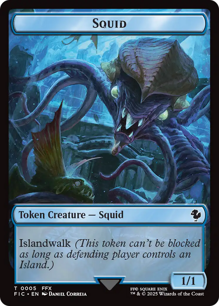 Spirit // Squid Double-Sided Token (Surge Foil) [FINAL FANTASY Commander Tokens] | Exor Games Dartmouth