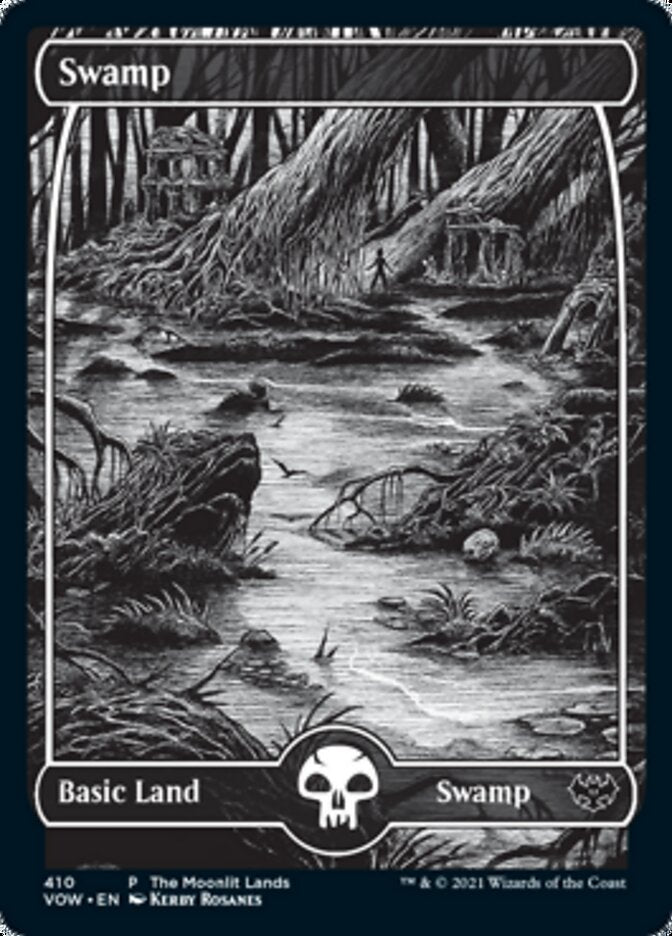 Swamp (The Moonlit Lands) (Foil Etched) [Innistrad: Crimson Vow Promos] | Exor Games Dartmouth