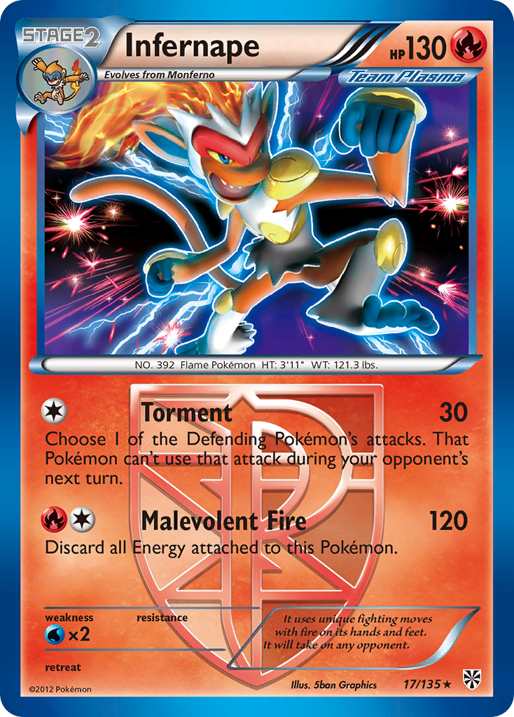 Infernape (17/135) [Black & White: Plasma Storm] | Exor Games Dartmouth