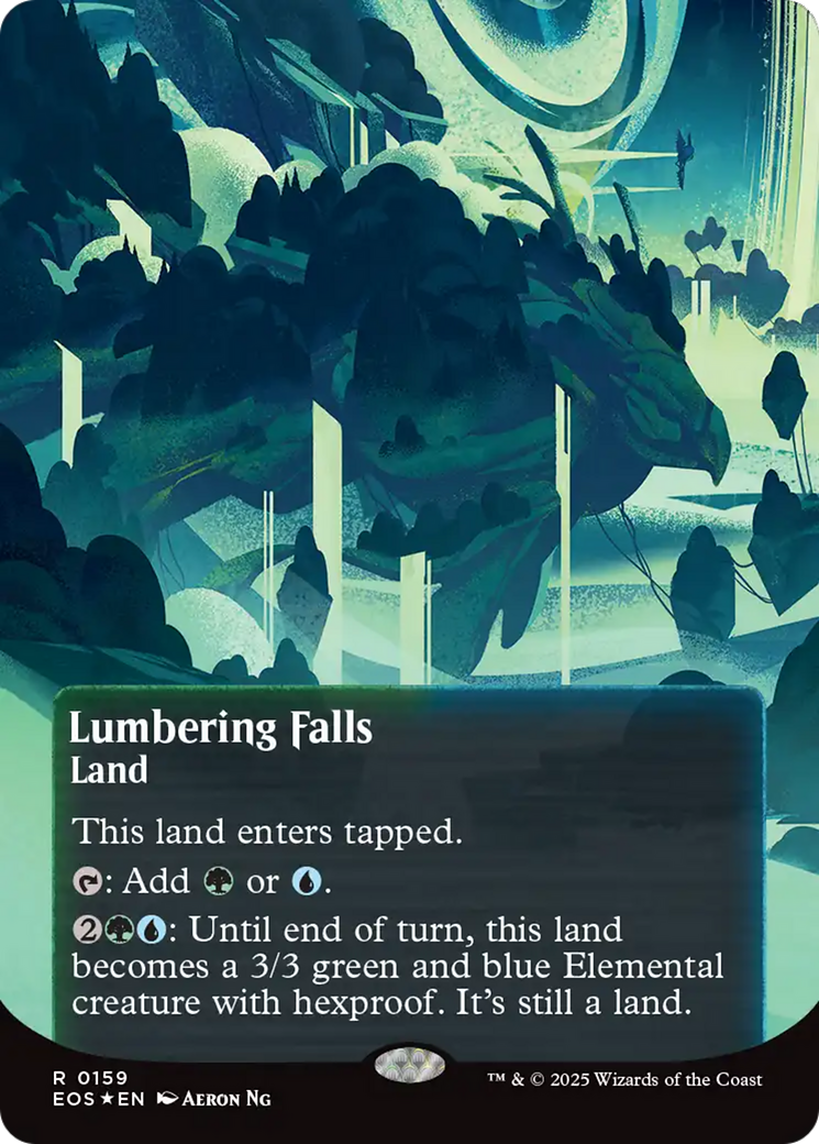 Lumbering Falls (0159) (Borderless) (Galaxy Foil) [Edge of Eternities: Stellar Sights] | Exor Games Dartmouth