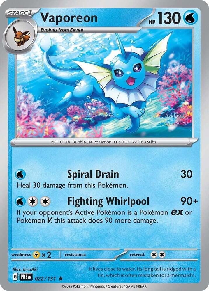 Vaporeon (022/131) [Scarlet & Violet: Prismatic Evolutions] | Exor Games Dartmouth