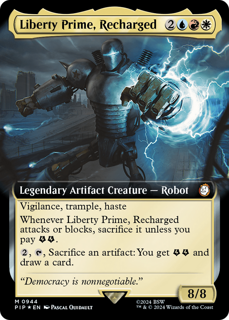 Liberty Prime, Recharged (Extended Art) (Surge Foil) [Fallout] | Exor Games Dartmouth