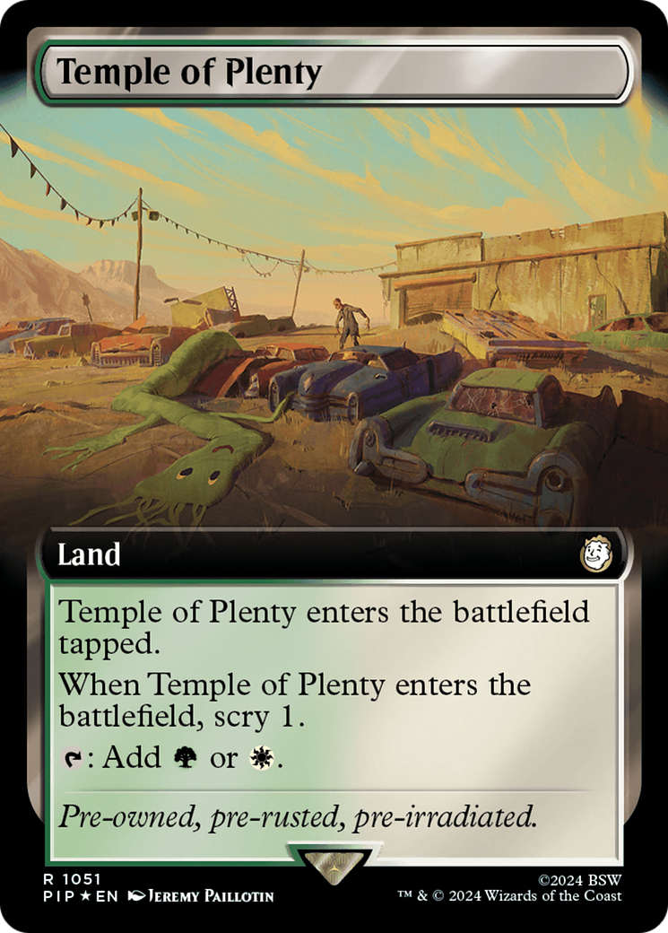 Temple of Plenty (Extended Art) (Surge Foil) [Fallout] | Exor Games Dartmouth