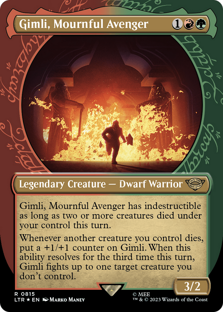 Gimli, Mournful Avenger (Showcase) (Surge Foil) [The Lord of the Rings: Tales of Middle-Earth] | Exor Games Dartmouth