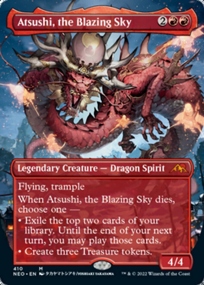 Atsushi, the Blazing Sky (Borderless Alternate Art) [Kamigawa: Neon Dynasty] | Exor Games Dartmouth