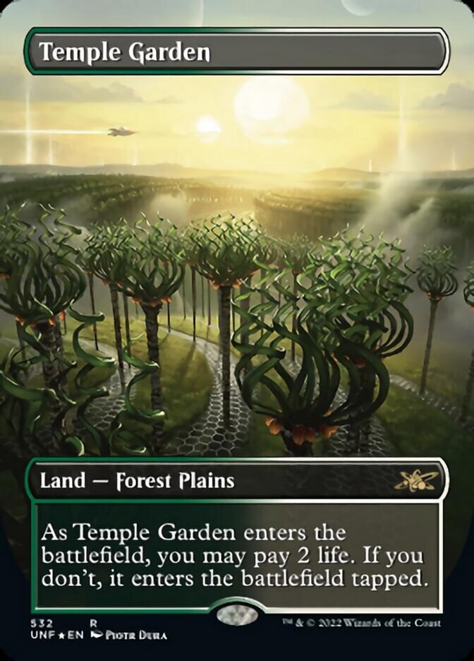 Temple Garden (Borderless) (Galaxy Foil) [Unfinity] | Exor Games Dartmouth