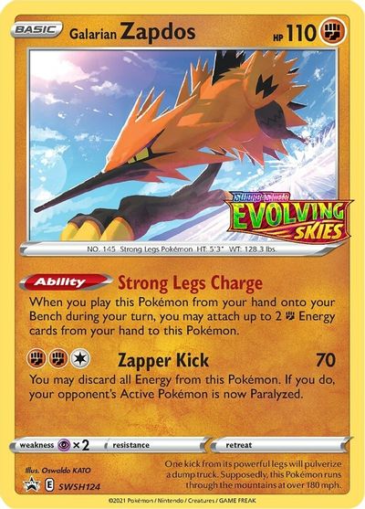 Galarian Zapdos (SWSH124) (Prerelease Promo) [Sword & Shield: Black Star Promos] | Exor Games Dartmouth