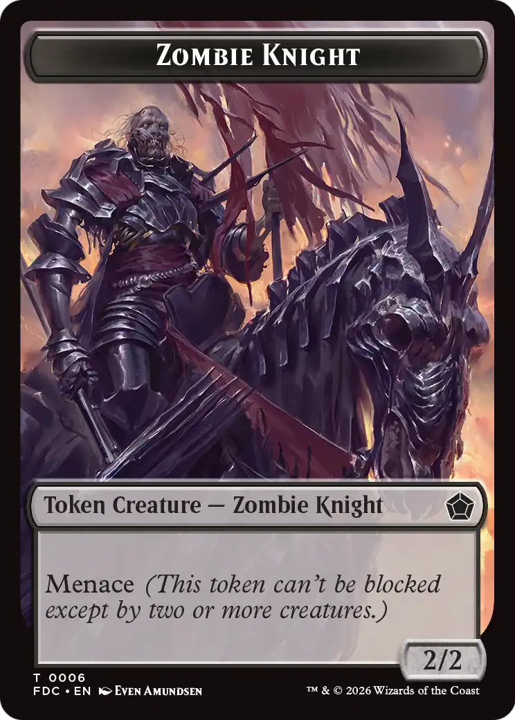 Zombie // Zombie Knight Double-Sided Token [Foundations Commander Tokens] | Exor Games Dartmouth