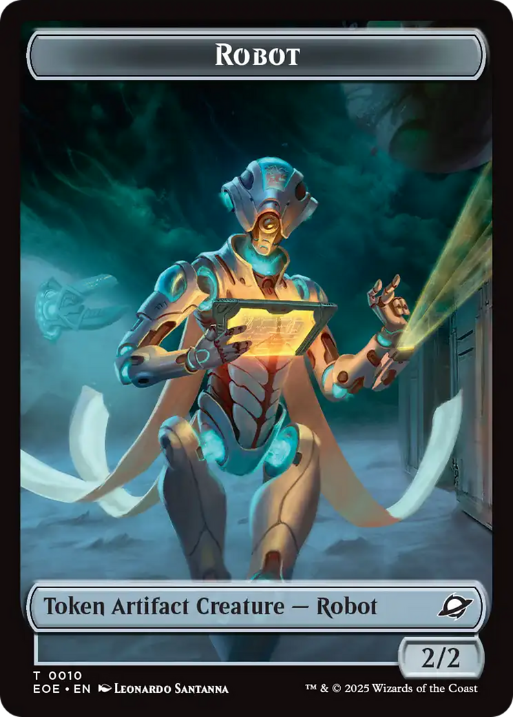 Robot // Emblem - Tezzeret, Cruel Captain Double-Sided Token [Edge of Eternities Tokens] | Exor Games Dartmouth