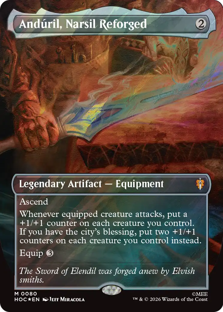 Anduril, Narsil Reforged (Borderless) (Surge Foil) [The Hobbit: Eternal-Legal] | Exor Games Dartmouth