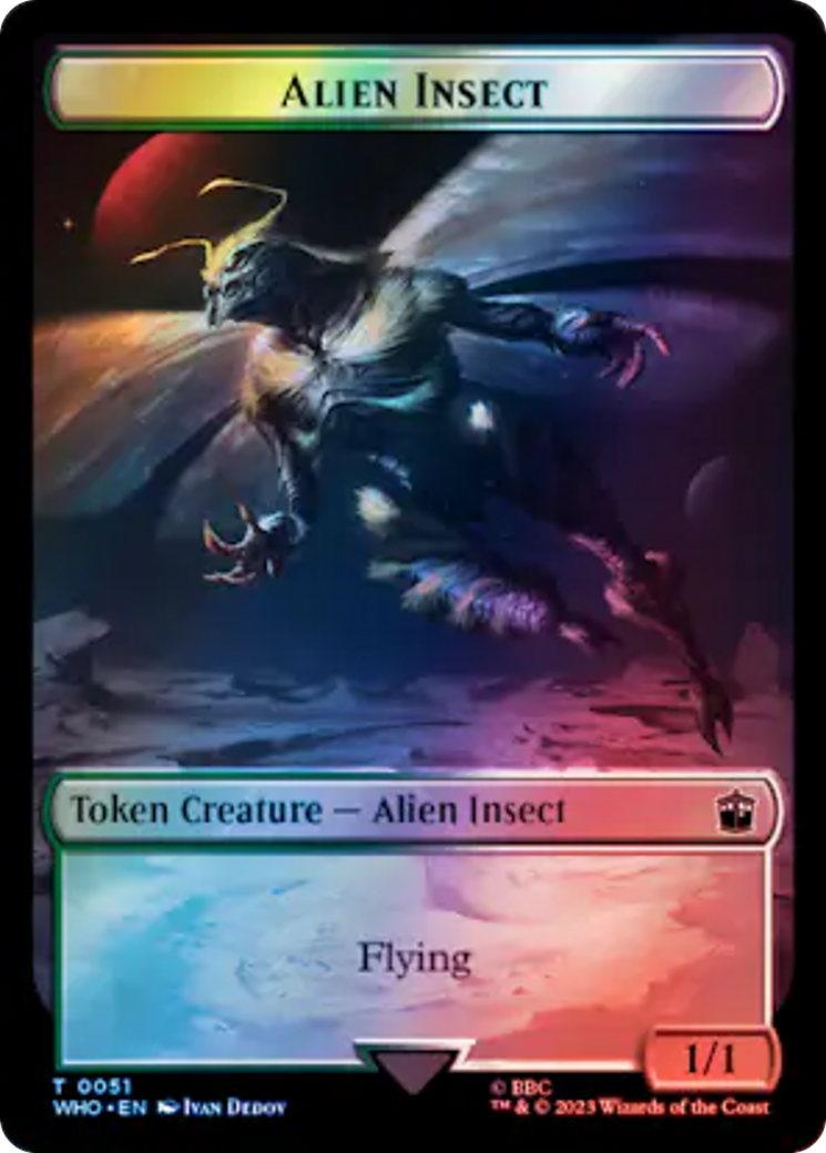 Alien Angel // Alien Insect Double-Sided Token (Surge Foil) [Doctor Who Tokens] | Exor Games Dartmouth