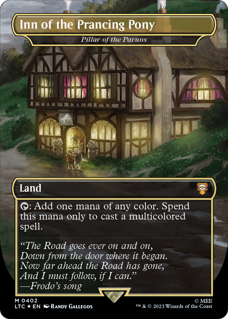 Inn of the Prancing Pony - Pillar of the Paruns (Borderless) (Surge Foil Realms and Relics) [The Lord of the Rings: Tales of Middle-Earth Commander] | Exor Games Dartmouth