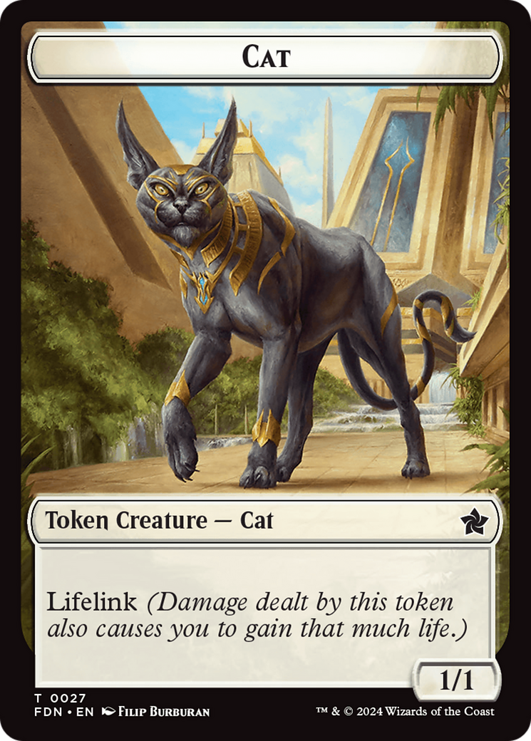 Cat (0027) // Phyrexian Goblin Double-Sided Token [Foundations Tokens] | Exor Games Dartmouth