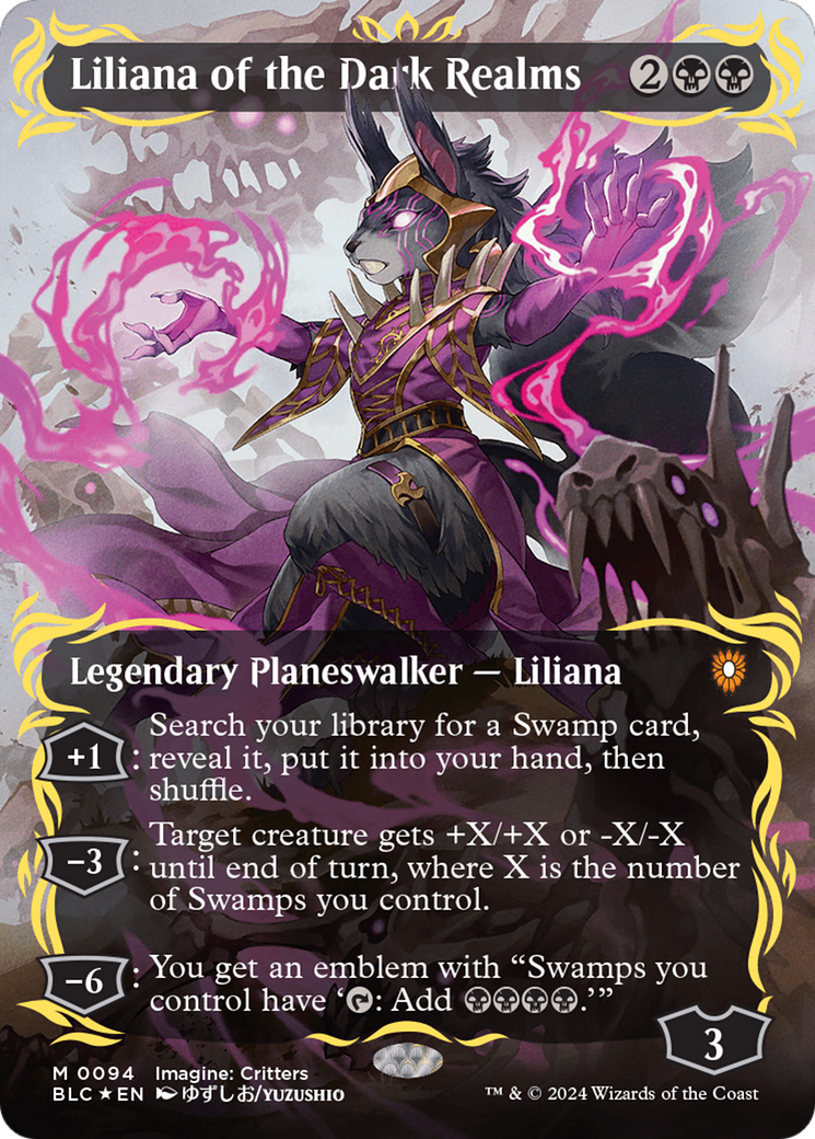 Liliana of the Dark Realms (Borderless) (Raised Foil) [Bloomburrow Commander] | Exor Games Dartmouth