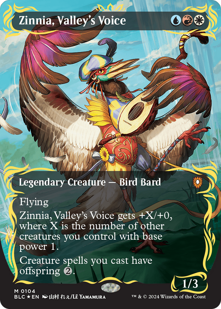 Zinnia, Valley's Voice (Borderless) (Raised Foil) [Bloomburrow Commander] | Exor Games Dartmouth