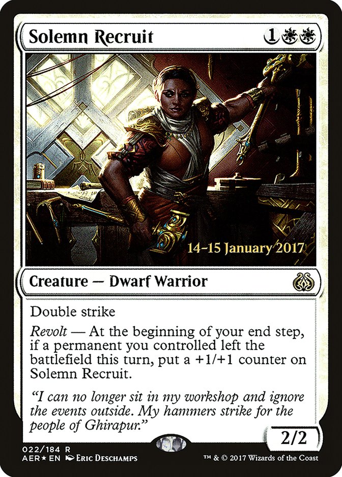 Solemn Recruit [Aether Revolt Prerelease Promos] | Exor Games Dartmouth