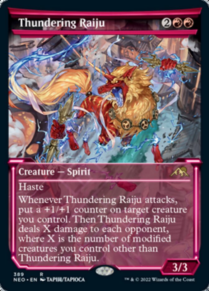 Thundering Raiju (Showcase Soft Glow) [Kamigawa: Neon Dynasty] | Exor Games Dartmouth