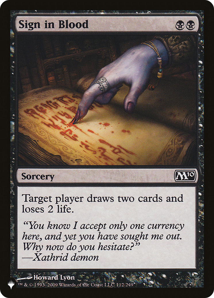 Sign in Blood (M10) [The List Reprints] | Exor Games Dartmouth