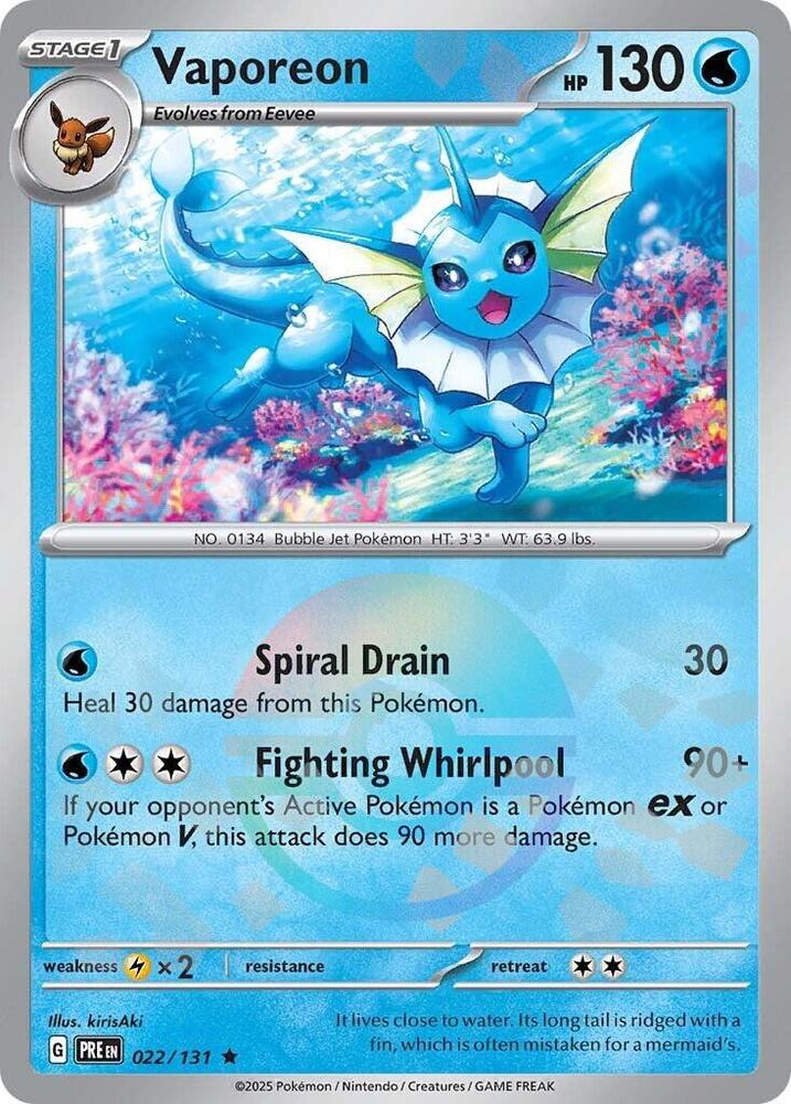 Vaporeon (022/131) (Poke Ball Pattern) [Scarlet & Violet: Prismatic Evolutions] | Exor Games Dartmouth