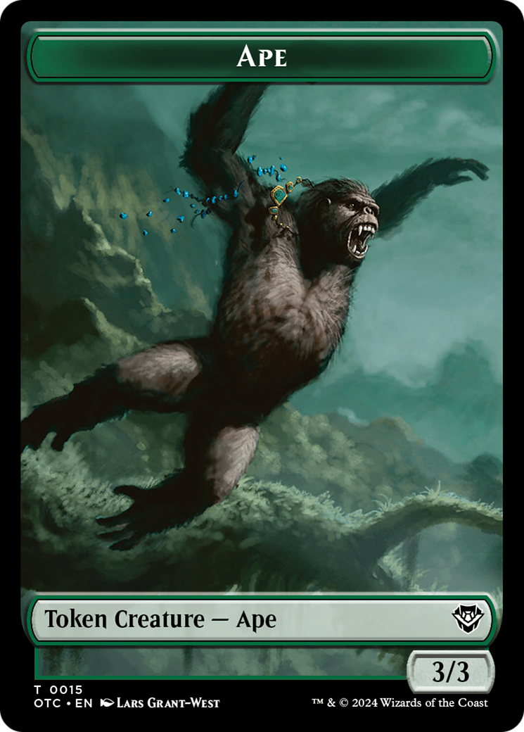 Ape // Shark Double-Sided Token [Outlaws of Thunder Junction Commander Tokens] | Exor Games Dartmouth