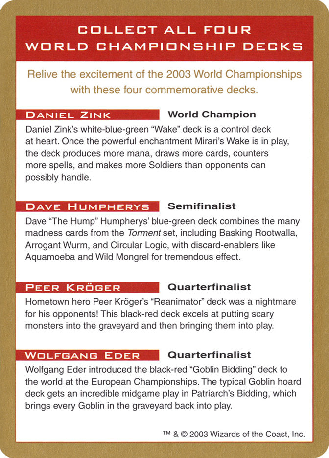 2003 World Championships Ad [World Championship Decks 2003] | Exor Games Dartmouth