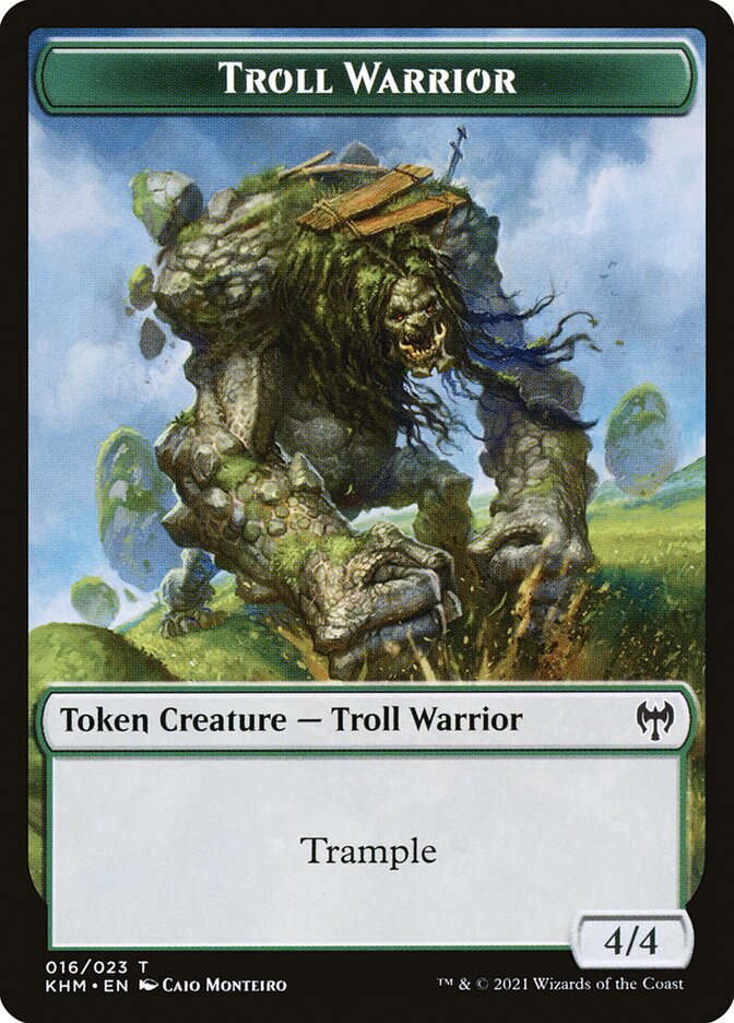 Elf Warrior // Troll Warrior Double-Sided Token [Kaldheim Tokens] | Exor Games Dartmouth