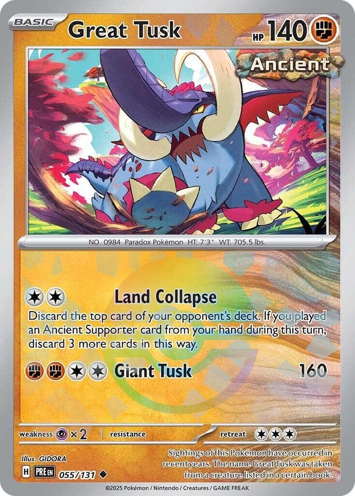 Great Tusk (055/131) (Poke Ball Pattern) [Scarlet & Violet: Prismatic Evolutions] | Exor Games Dartmouth
