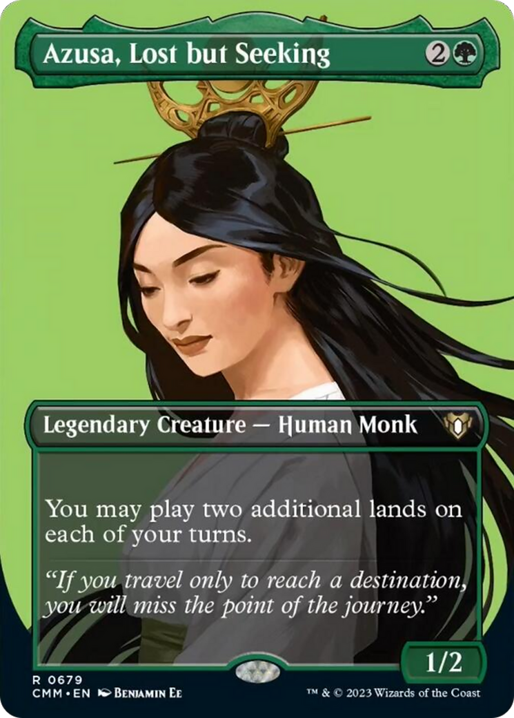 Azusa, Lost but Seeking (Borderless Profile) [Commander Masters] | Exor Games Dartmouth