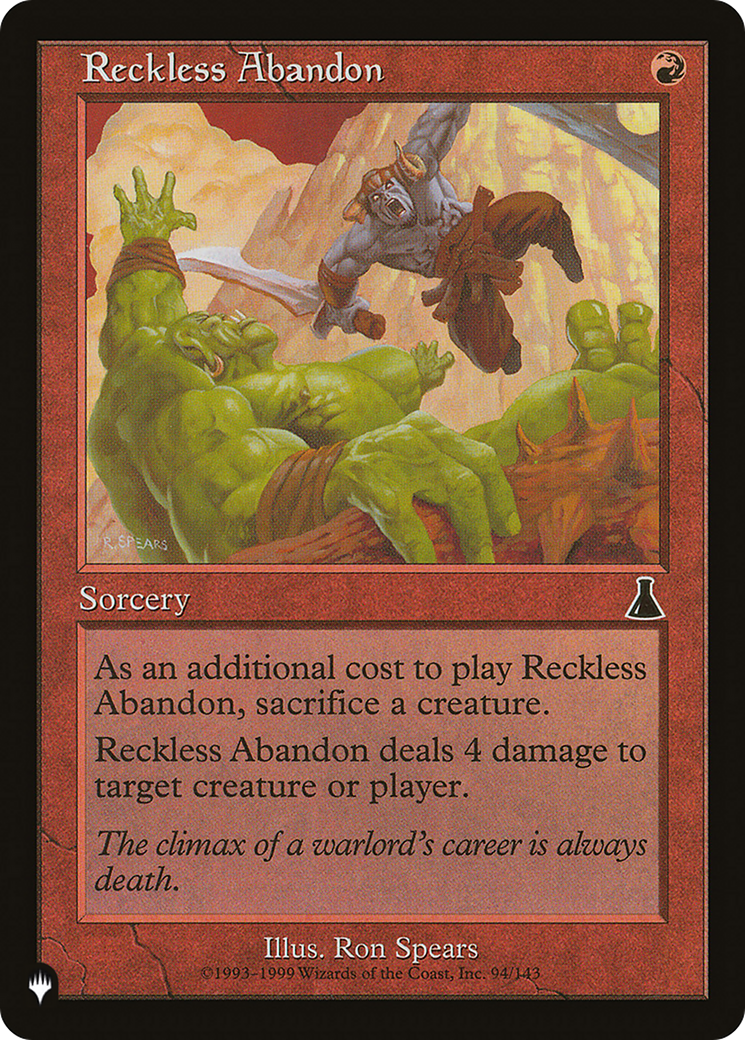 Reckless Abandon [The List Reprints] | Exor Games Dartmouth