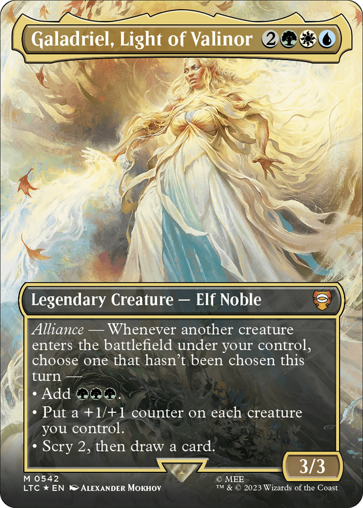 Galadriel, Light of Valinor (Borderless) (Surge Foil) [The Lord of the Rings: Tales of Middle-Earth Commander] | Exor Games Dartmouth