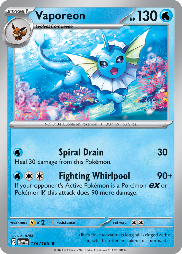 Vaporeon (134/165) [Scarlet & Violet: 151] | Exor Games Dartmouth