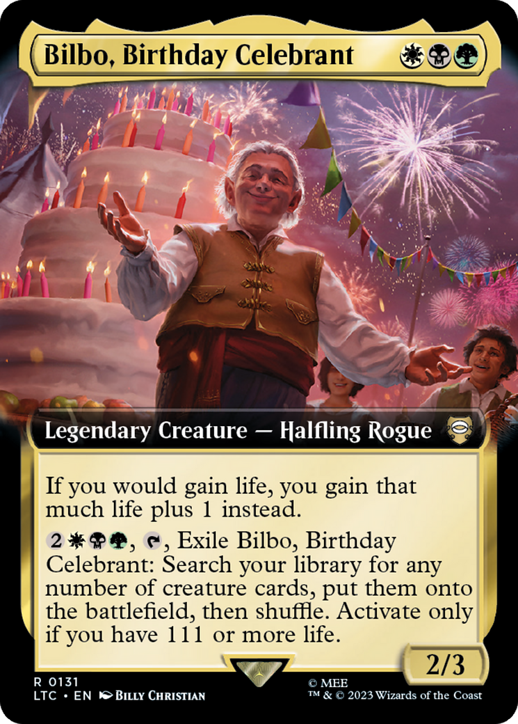 Bilbo, Birthday Celebrant (Extended Art) [The Lord of the Rings: Tales of Middle-Earth Commander] | Exor Games Dartmouth