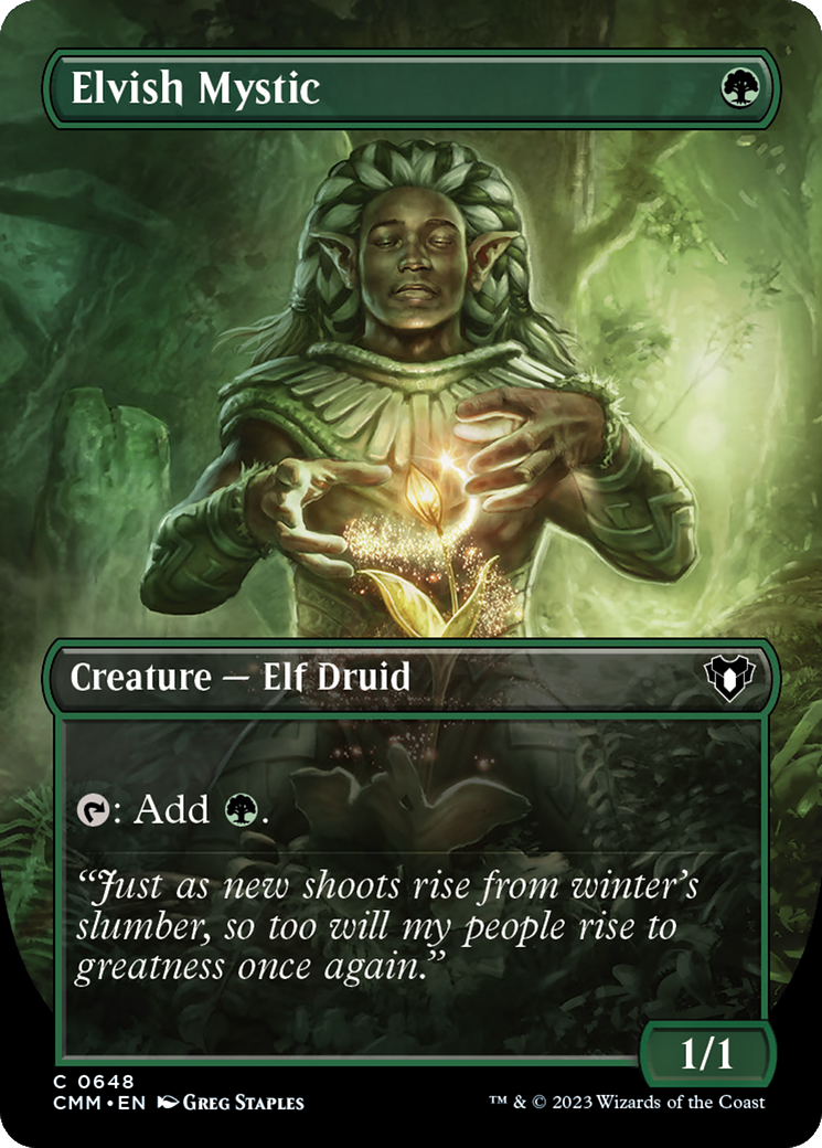 Elvish Mystic (Borderless Alternate Art) [Commander Masters] | Exor Games Dartmouth
