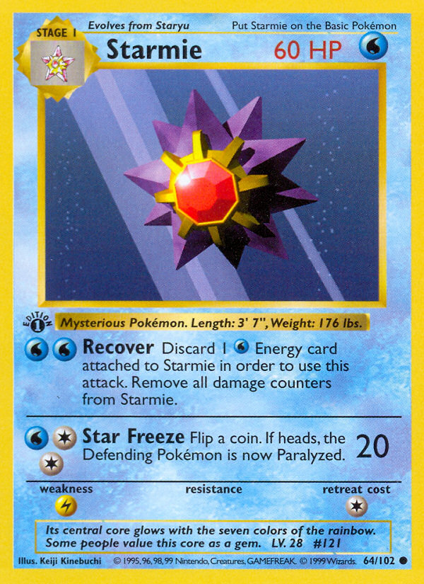 Starmie (64/102) (Shadowless) [Base Set 1st Edition] | Exor Games Dartmouth