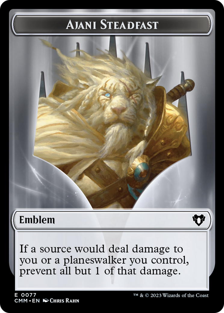 Ajani Steadfast Emblem // Wizard Double-Sided Token [Commander Masters Tokens] | Exor Games Dartmouth