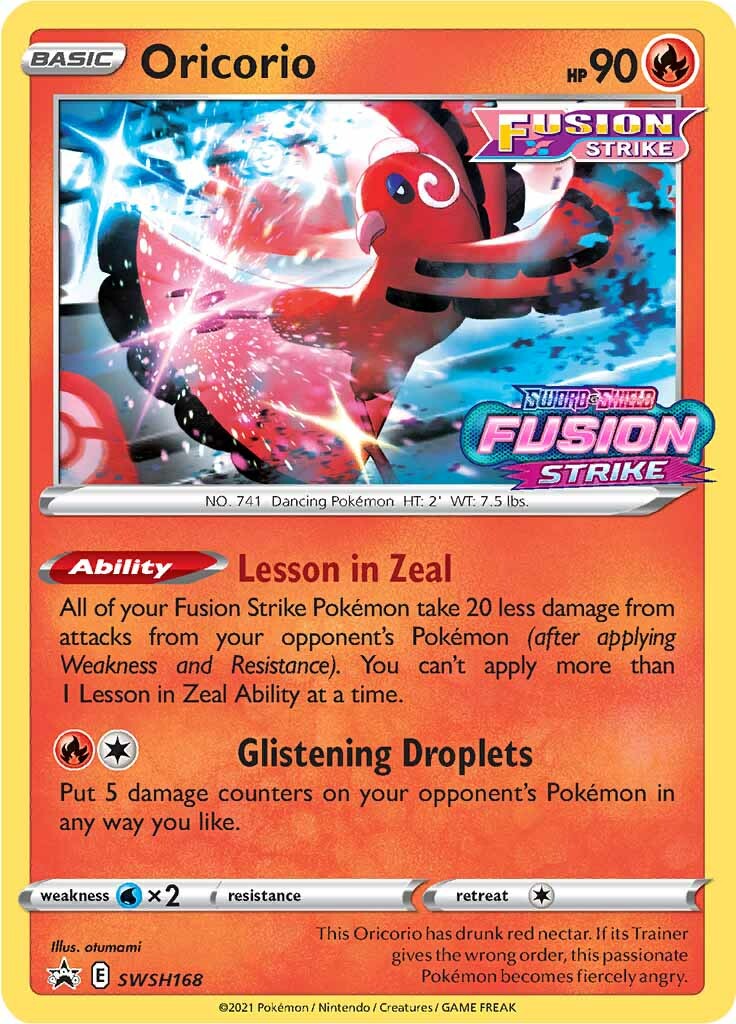 Oricorio (SWSH168) (Prerelease Promo) [Sword & Shield: Black Star Promos] | Exor Games Dartmouth